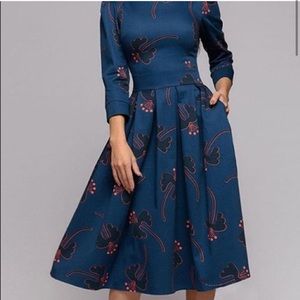Ricco Bruno Blue Floral Fit and Flare Dress